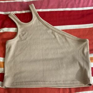 One shoulder cut out crop top in a size small